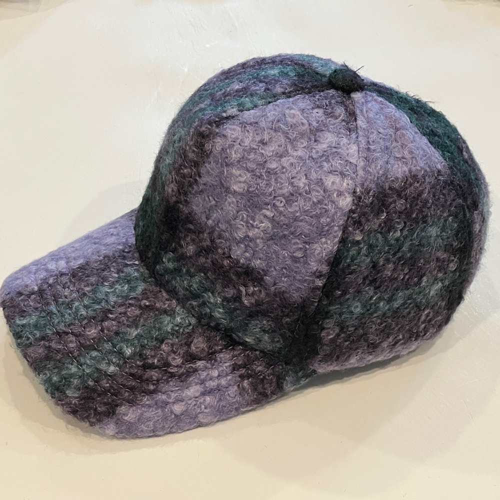 Purple & Green Textured Plaid Cap - Picture 5 of 10